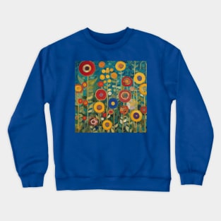 Colorful Abstract Flower Garden After Klimt Crewneck Sweatshirt